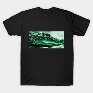 a green crocodile with emerald eyes in the water T-Shirt